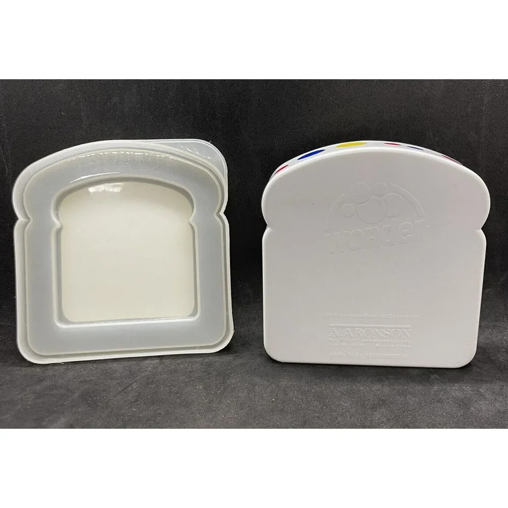 Wonder Bread Sandwich HOLDER‎ Plastic STORAGE CONTAINER CLASSIC WHITE LOGO +DOTS